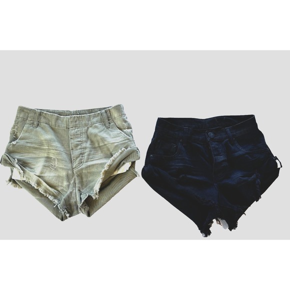 One Teaspoon Pants - 2 pair One Teaspoon Shorts Sm 27 Denim Distressed Bandits Sailor‎ Cut Off *READ*